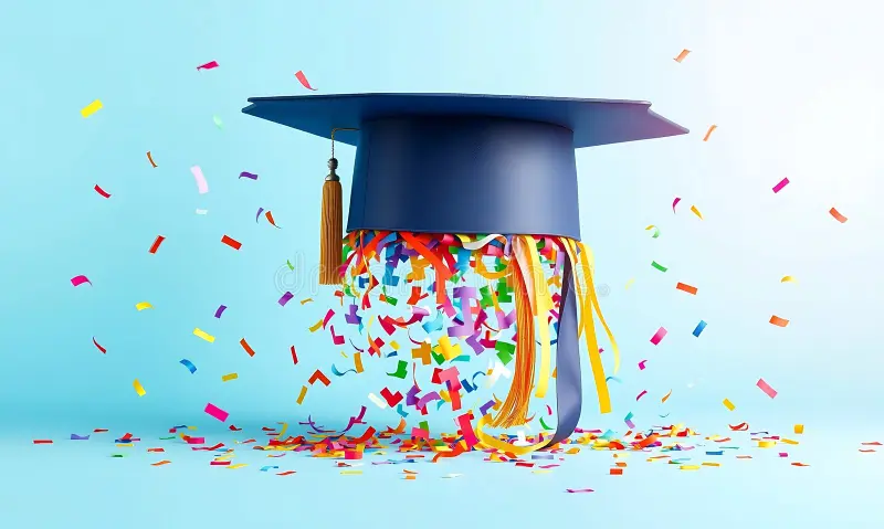 blue-graduation-cap-gold-tassel-central-focus-image-colorful-confetti-ribbons-cascade-against-light-394851558